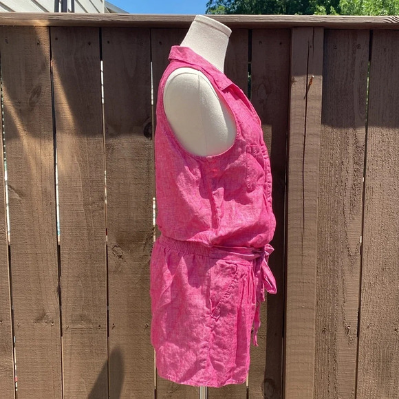 Joie Toinette Linen Pink Chambray Sleeveless Romper - Picture 8 of 16